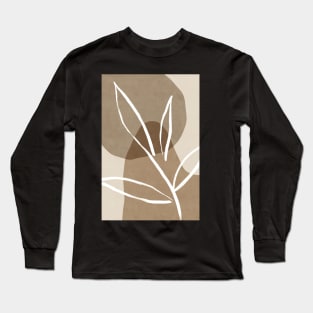 Abstract beige leaf branch Long Sleeve T-Shirt